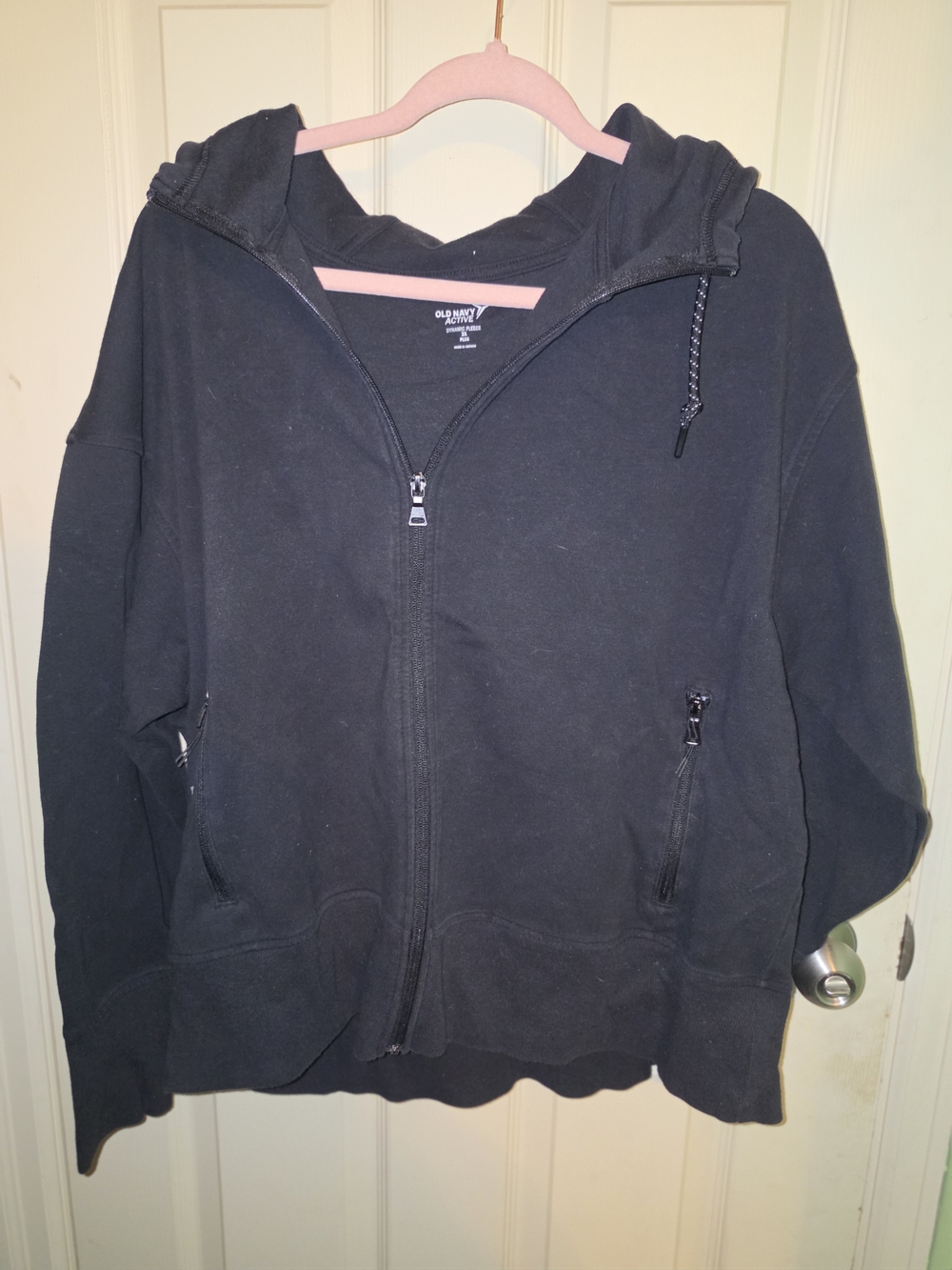 Old Navy Black Full-Zip Hooded Utility Jacket - Women's